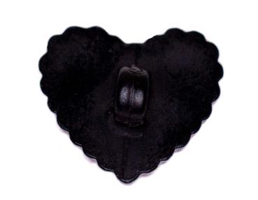 Kids button as a heart made of plastic in black 14 mm 0,55 inch